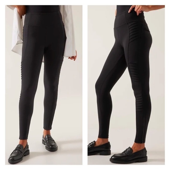 Athleta Delancey‎ Moto High Rise Tight in Black S - Picture 1 of 9